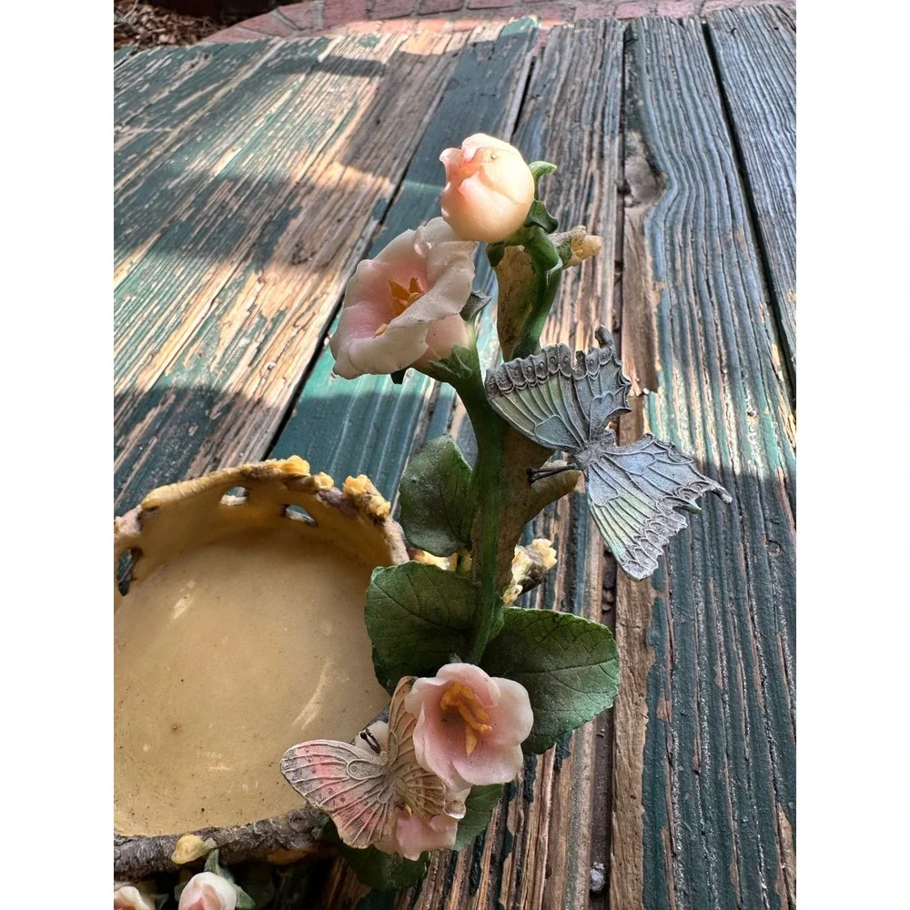 Home Interiors & Gifts Butterfly Retreat Candle Holder‎ Floral Ladybug 11629-04